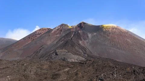 View of the Mount Etna main craters Stock Photos