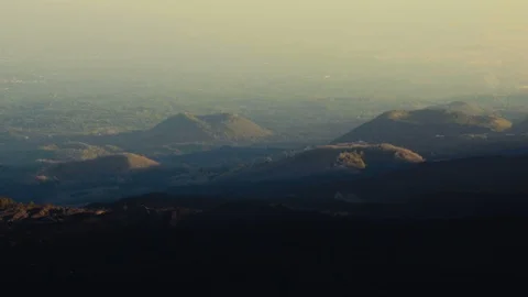 The View from Mount Etna at Sunset Stock Footage 88594038