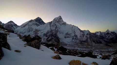 View of Mount Everest and Mountain Nuptse Stock Footage 125388360