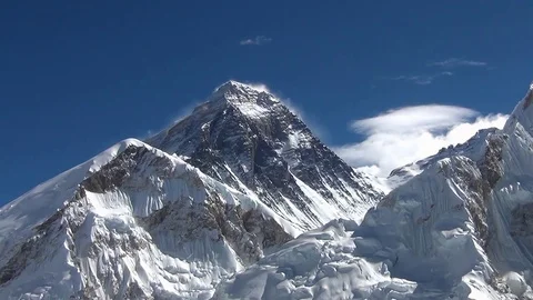 View of mount Everest from Kala Patthar. Time-lapse Stockbeeldmateriaal 74448822
