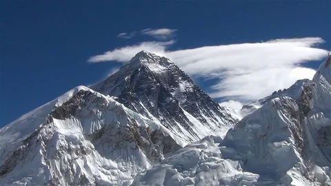 View of mount Everest from Kala Patthar. Time-lapse Stockbeeldmateriaal 75011996