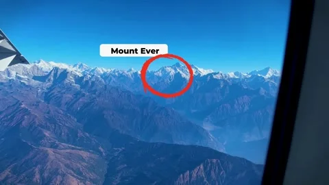 View of Mount Everest from the plane. Stock Footage 299486323