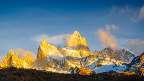 View of Mount Fitz Roy and in the National Park Los Glaciares National Park at Stock Footage 89504551