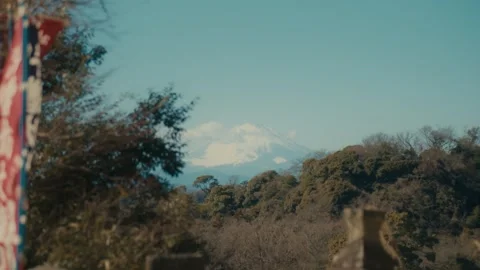 View of Mount Fuji from Hansobo Shrine, Kamakura, Japan Stock Footage 344034264