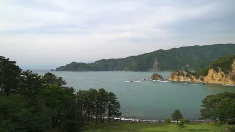 View of Mount Fuji from Izu peninsula coastline, Shizuoka Stock Footage 334761399