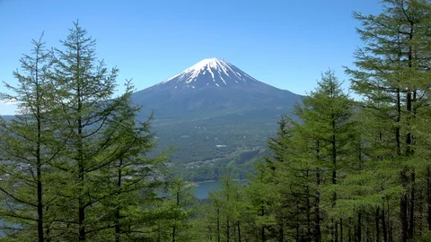 View of Mount Fuji from shindo Pass, Yamanashi Prefecture, japan (Aerial View) Stock Footage 100459430