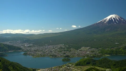 View of Mount Fuji from shindo Pass, Yamanashi Prefecture, japan (Aerial View) Stock Footage 100459495