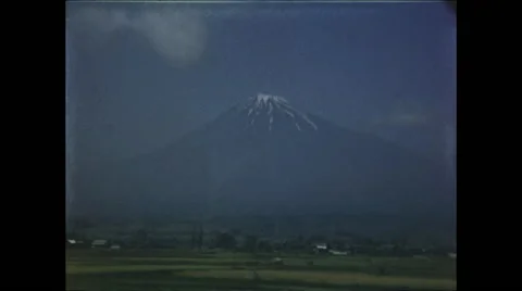 View of Mount Fujji from train 1954 Stock Footage 48702017