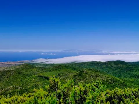 View from mount of garajonay on gomera Stock Photos