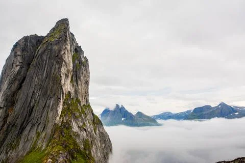 View from Mount Hesten on Iconic Mountain Segla Stock Photos