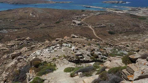 View from Mount Kynthos, Delos Archaeological Site, UNESCO World Heritage Site, Stock Footage 273592256