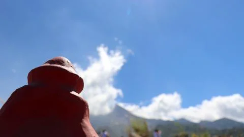 View of Mount Merapi with clouds and sky Stock Photos