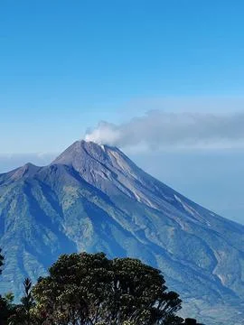 View mount Merapi from mount Merbabu 库存照片