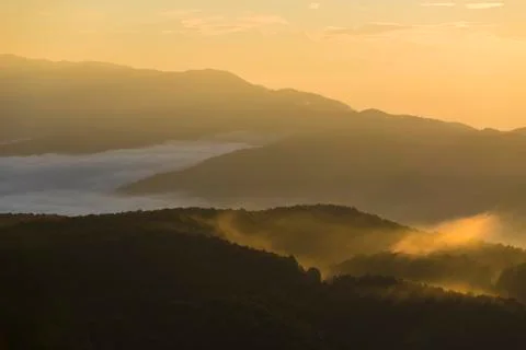 View from Mount Pizzoc at dawn Stock Photos
