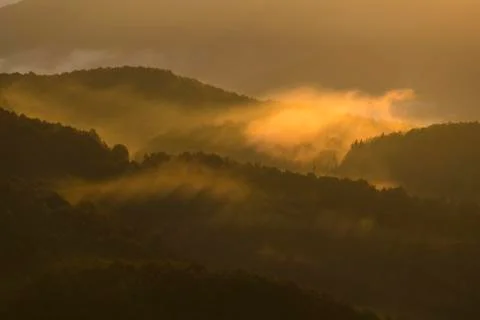 View from Mount Pizzoc at dawn Stock Photos