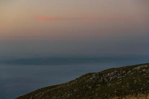 View from Mount Pizzoc at dawn Stock Photos