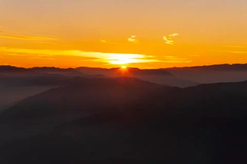 View from Mount Pizzoc at sunset Stock Photos