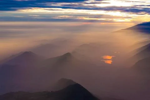 View from Mount Pizzoc at sunset Stock Photos