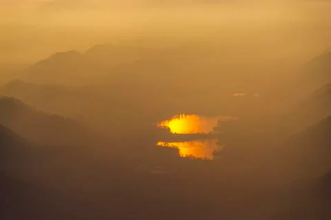 View from Mount Pizzoc at sunset Stock Photos