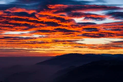 View from Mount Pizzoc at sunset Stock Photos