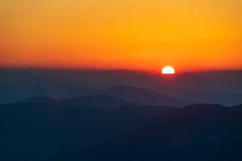View from Mount Pizzoc at sunset Stock Photos