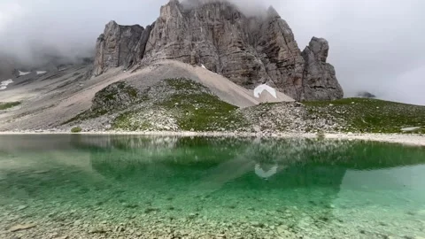 View of Mount Redentore with Lago di Pilato in the Sibillini park Stock Footage 244597809