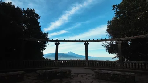 View of Mount Teide from Anaga Rural Park, Tenerife, Canary Islands Stock Footage 346472755