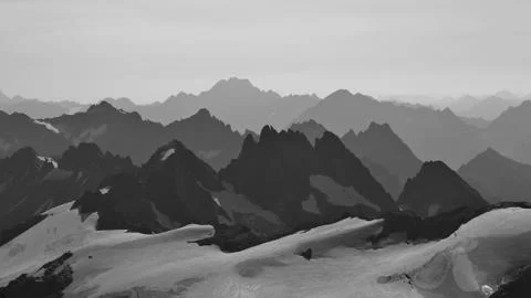 View from mount Titlis towards mount Oberalpstock Stock Photos