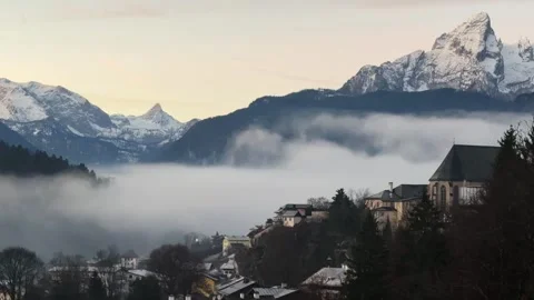 View of Mount Watzmann in the morning Stock Footage 323441995