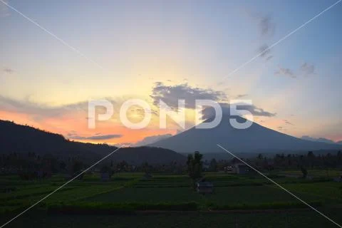 View to Mountain Agung in Bali