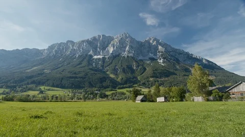 View of the mountain from the Alpine valley 動画素材 124841069