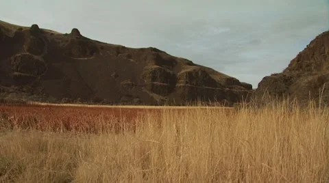 View of mountain and ranch in Arlington Stock Footage 54593848
