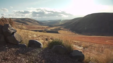 View of mountain and ranch in Arlington Stock Footage 54593939