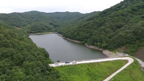 View of the mountain and river 스톡 동영상 310215975