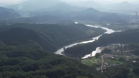 View of the mountain and river Video stock 310216010