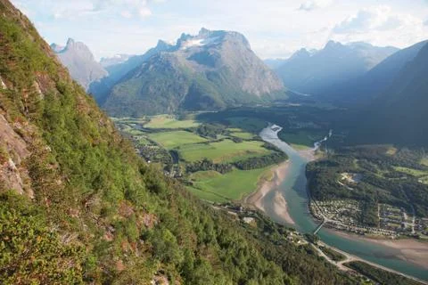 View from the mountain to Andalsnes Stock Photos