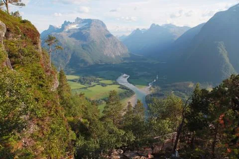 View from the mountain to Andalsnes 스톡 사진