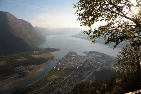 View from the mountain to Andalsnes Stock Photos