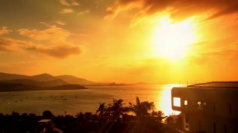 View from the mountain a beautiful sunset on tropical island Samui Stock Footage 41476804