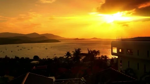 View from the mountain a beautiful sunset on tropical island Samui Stock Footage 41476861