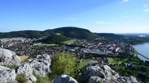 View from the mountain braunsberg to the danube river Stock Footage 134163210