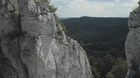 View of mountain with climber on sunny day Stock Footage 101394330