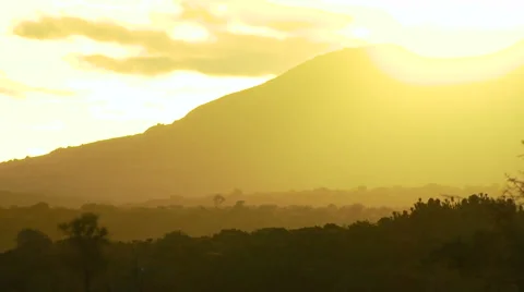View of mountain during sunset in ranch Stock Footage 54590458