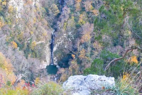 View from the mountain Eagle Rocks to the Agursky waterfall Stock Photos