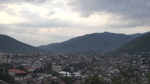 A view from a mountain in the evening over Zeki Stock Footage 66567287
