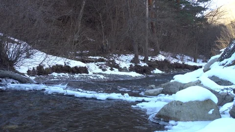 View in mountain gorge on glacial river Guloyhi Stock Footage 127218809
