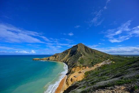 View from the mountain to a high mountain by the ocean in Dominican Republic Stock Photos
