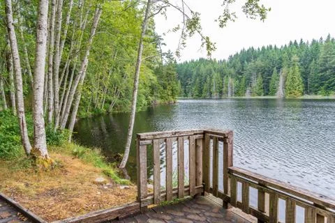 View at Mountain Lake with Dramatic Clouds in British Columbia, Canada Stock Photos