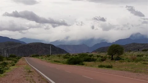 View Of Mountain Landscape With Highway In Overcast Weather Stock Footage 168057589