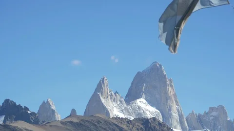 View of mountain peaks in El Chalten, Argentina Stock Footage 112581435